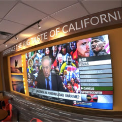 Letras individuales de PVC y cuadros con vinil impreso mate y luz LED.